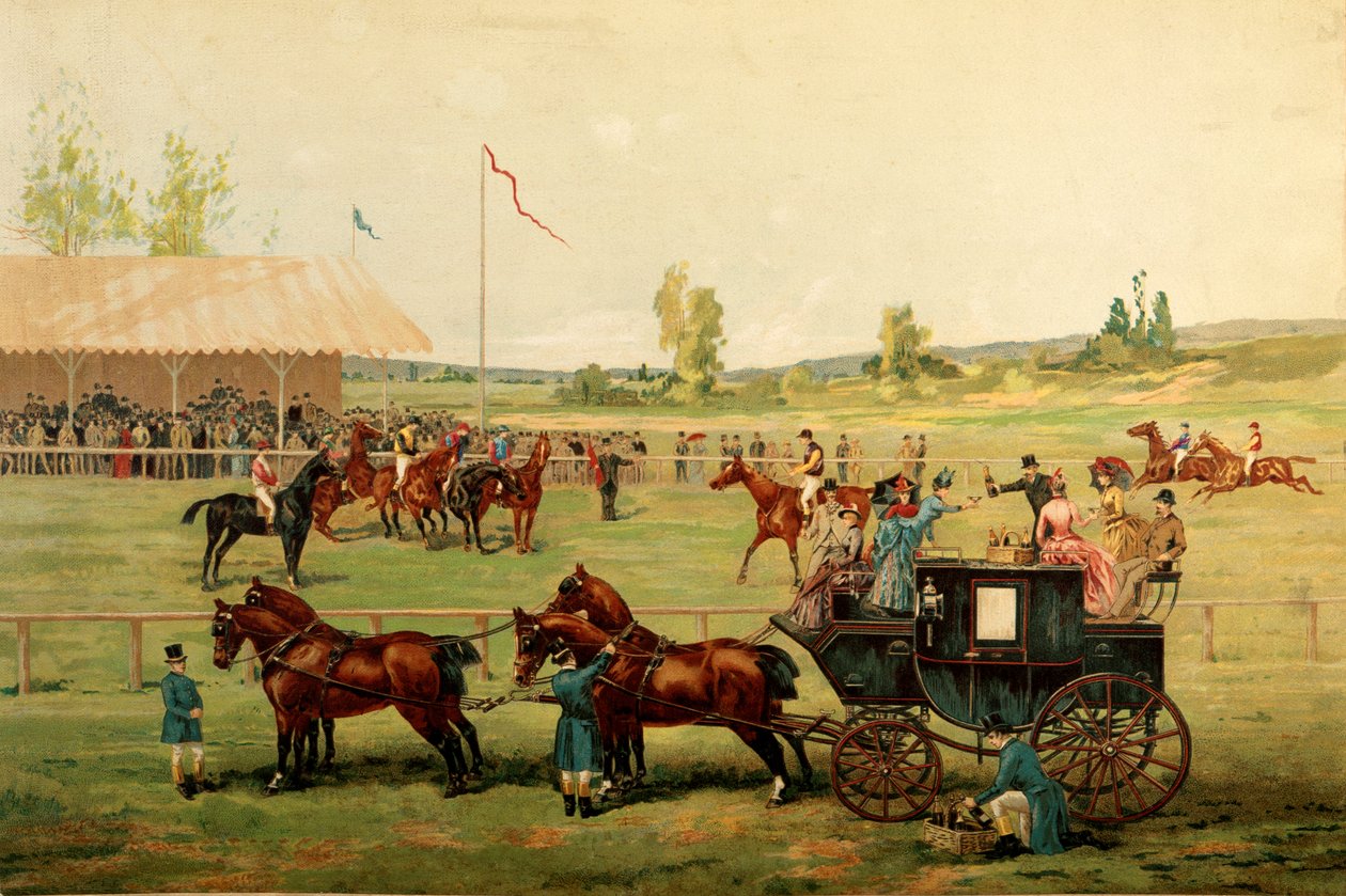 Champs de course. Chromolithographie en couleur fin 19e siècle. Paris, Arts décoratifs - Unknown artist