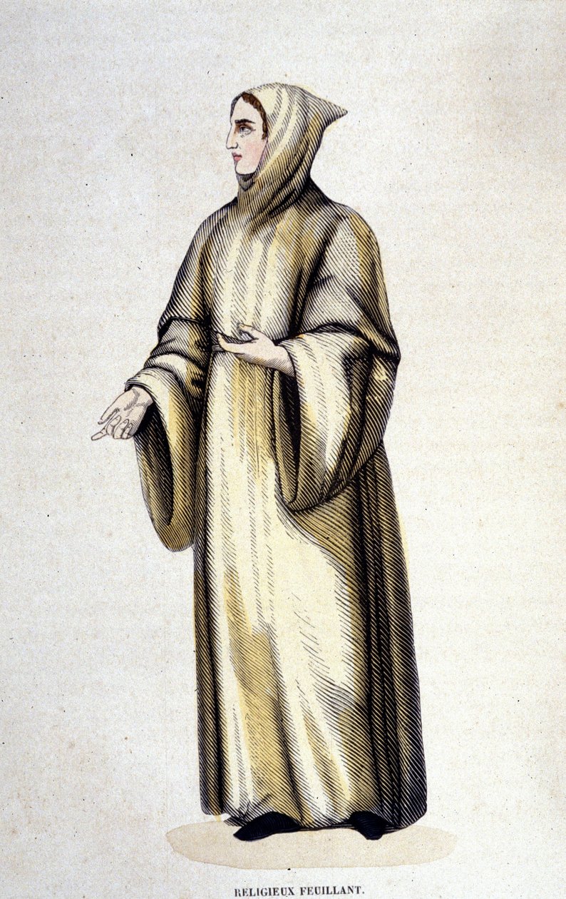 Religieux Feuillant, Ordre de Cîteaux, réformé par Jean de La Barrière. Gravure du 19ème siècle - Unknown artist