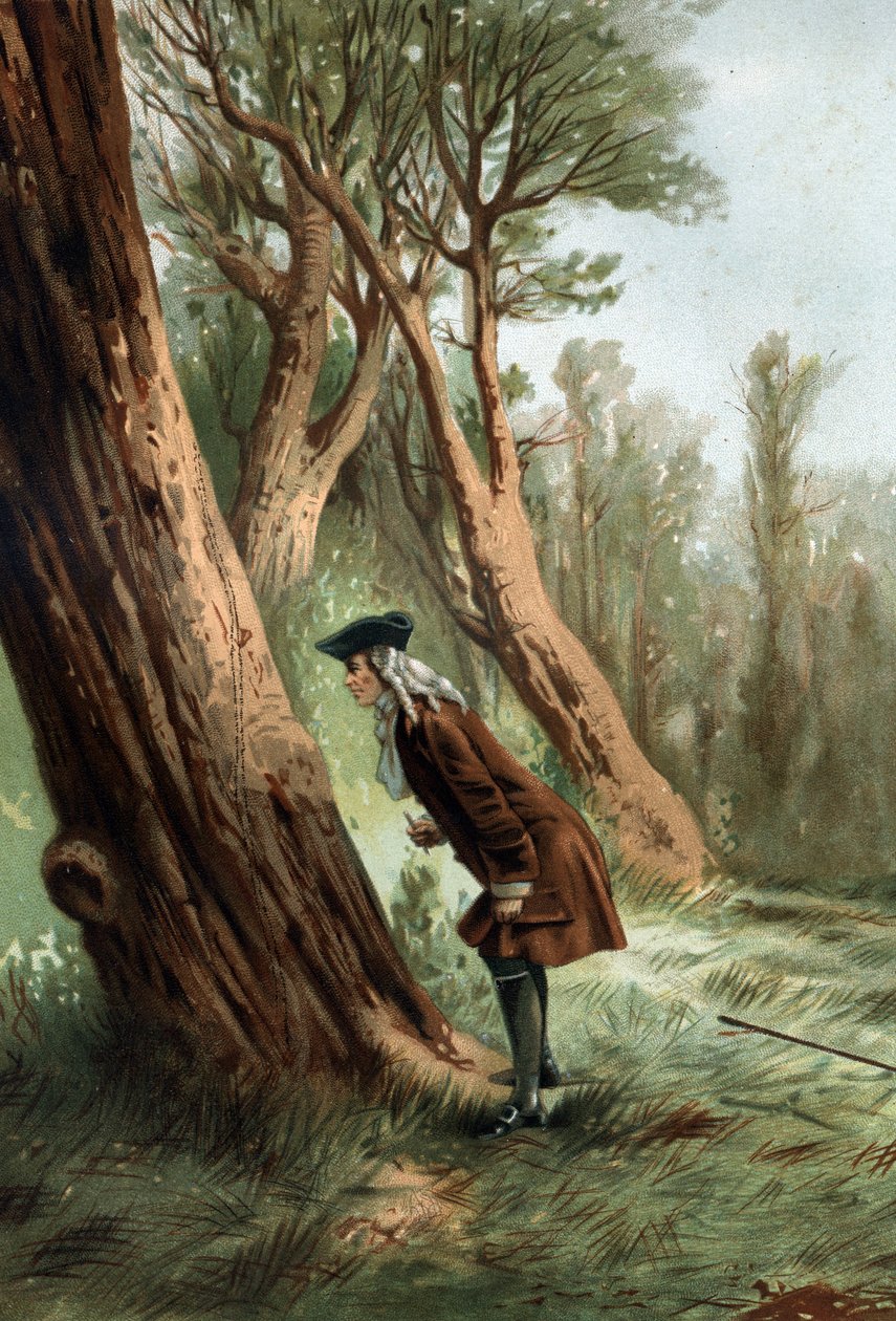 René Antoine Ferchault de Réaumur (1683-1757), physicien et naturaliste français, étudiant les mœurs des chenilles. d