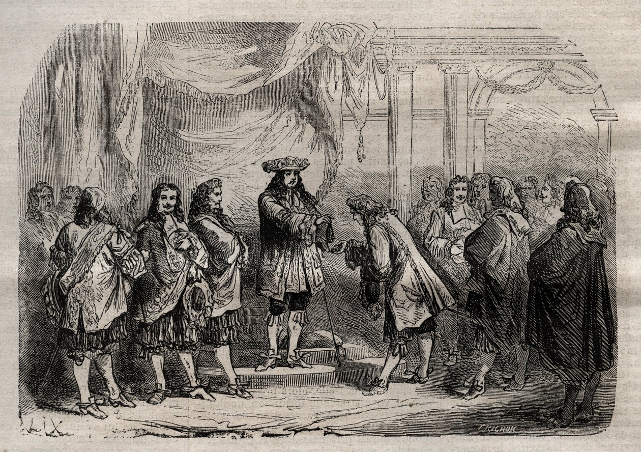 René Duguay-Trouin (1673-1736) recevant la croix de Saint-Louis des mains du roi Louis XIV - gravure dans "Dictionnaire populaire illustré" - 1864 - Unknown artist