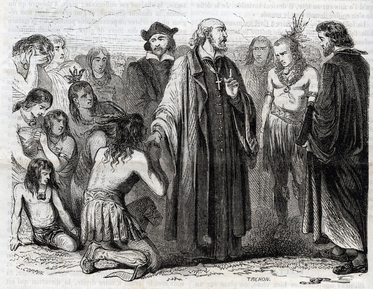 Représentation de Bartolomé de las Casas (1484-1566) prêtre dominicain, missionnaire auprès des Indiens (Portrait de Bartolomé de las Casas, frère dominicain et protecteur des Indiens) - gravure de 1860 - Unknown artist