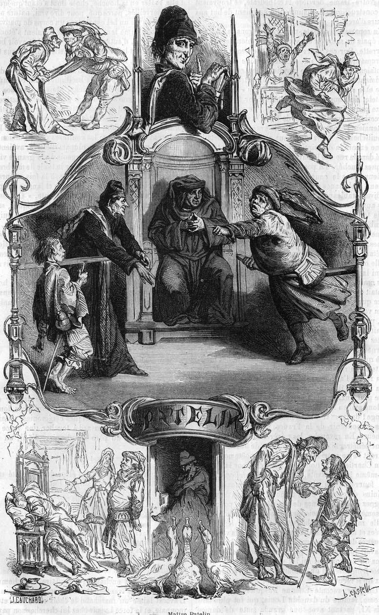 Représentation de Maître Patelin, célèbre pour la "Farce de Maître Patelin", qui raconte les mésaventures d