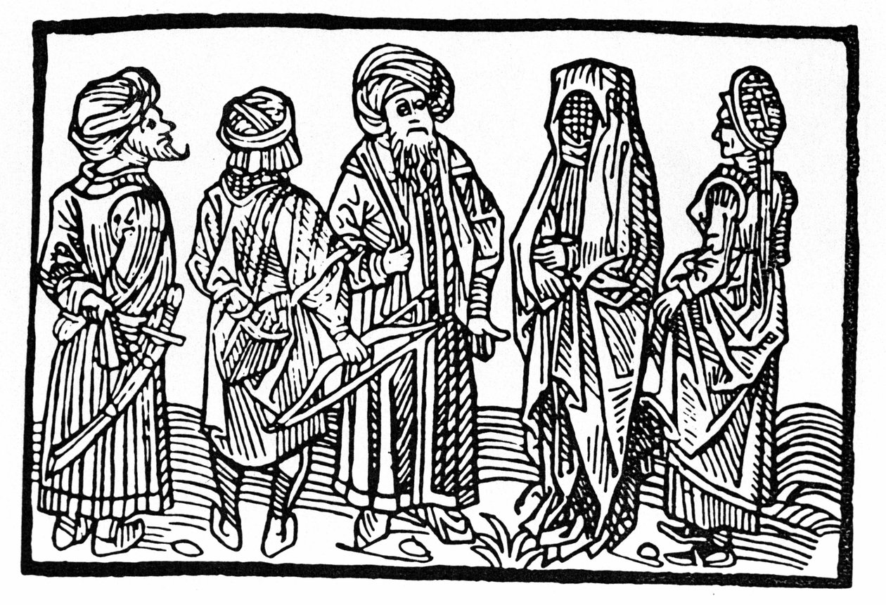 Représentation de Sarrasins, xylographie du 15ème siècle - Unknown artist