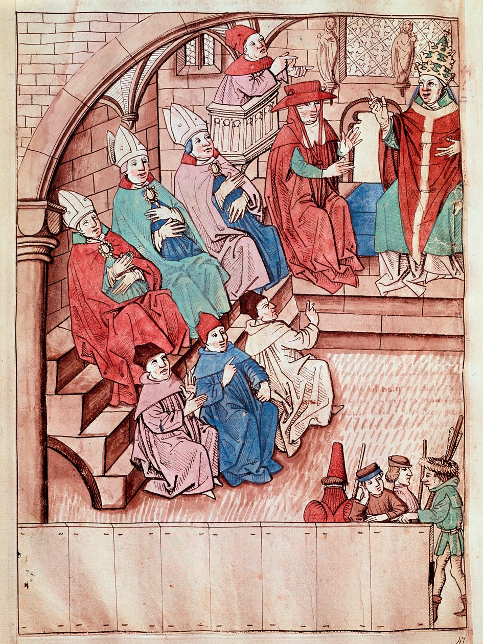 Représentation du Concile de Constance entre 1414 et 1418, en haut le pape Martin V - Unknown artist