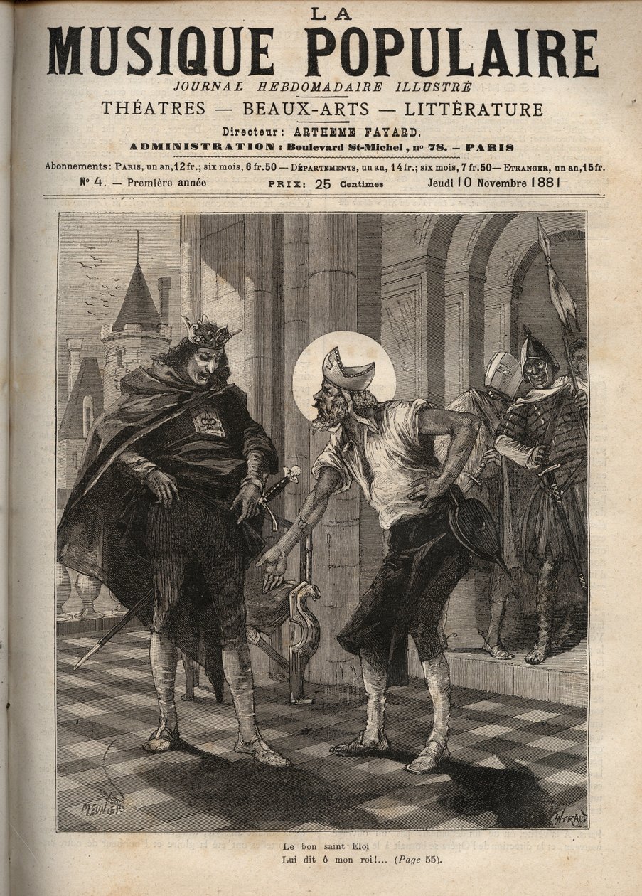 Représentation de la chanson populaire française Le Roi Dagobert représentant le roi Dagobert I (vers 600-639) et Saint Éloi de Noyon (vers 588-660) : Le Bon Saint Éloi - Unknown artist
