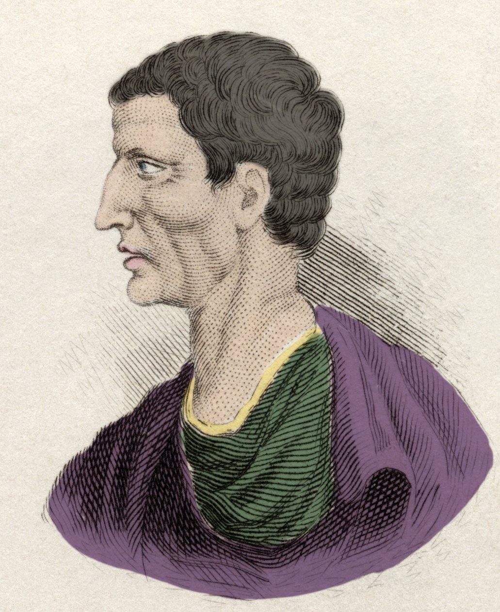 Représentation du politicien romain Lucius Cornelius Sulla (Silla ou Sylla) (138-68 av. J.-C.). Gravure du 19ème siècle. - Unknown artist