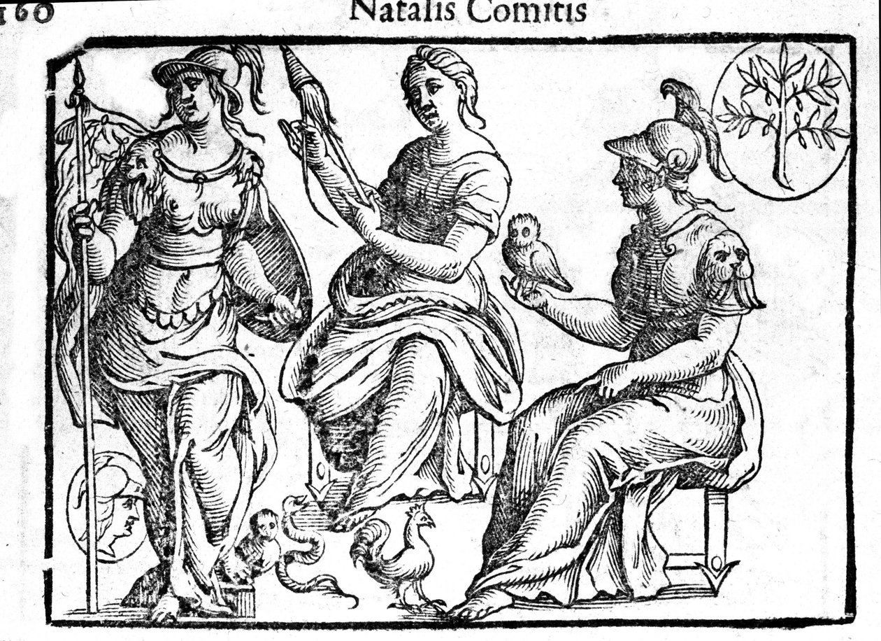 Représentation de la divinité Athéna. Gravure de « Mythologiae sive explicationes fabularum » de Natalis Comitis. 1637 - Unknown artist