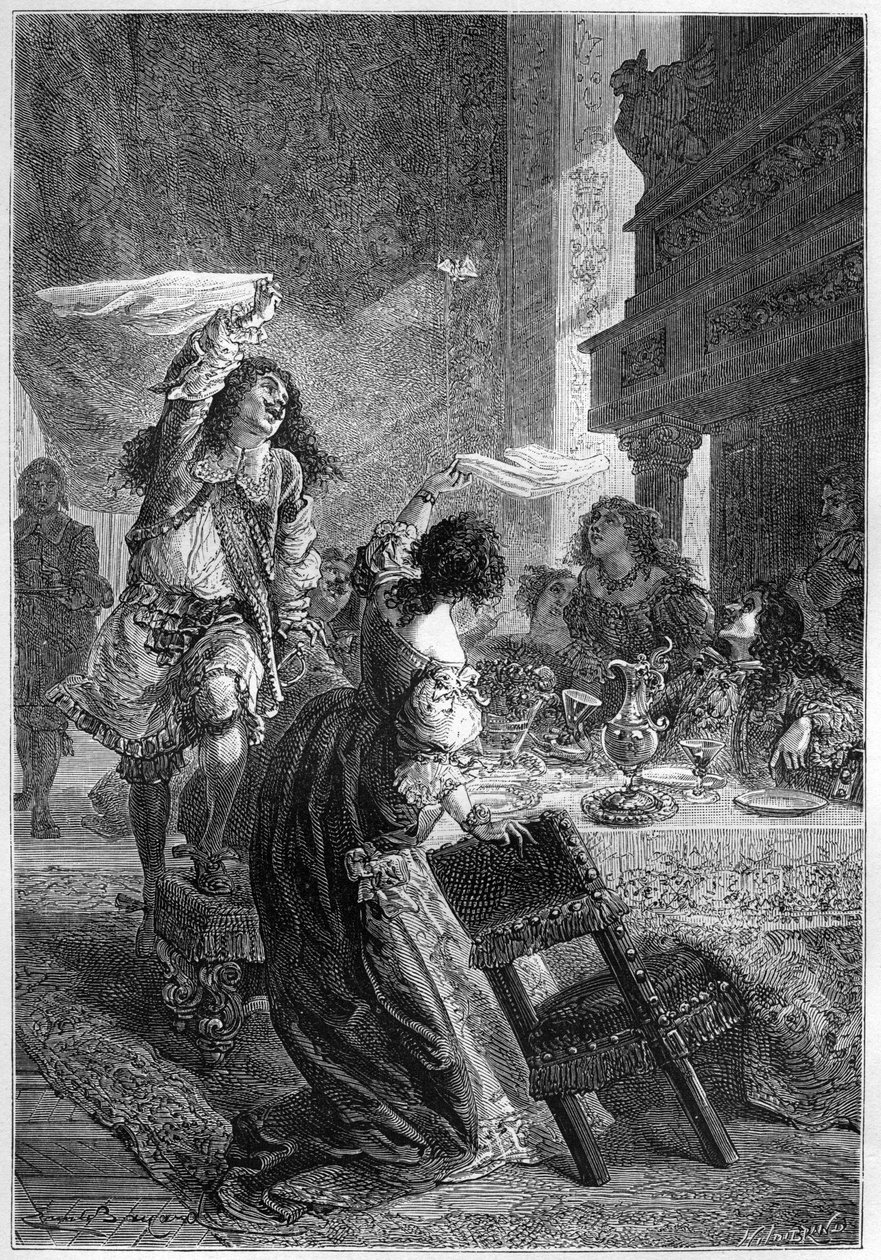 Fête de la Restauration - Le roi Charles II (1630-1685) avec Lady Castlemaine (Barbara Villiers, comtesse de Castlemaine, duchesse de Cleveland, maîtresse de Charles II) - Charles II célèbre son accession au trône d