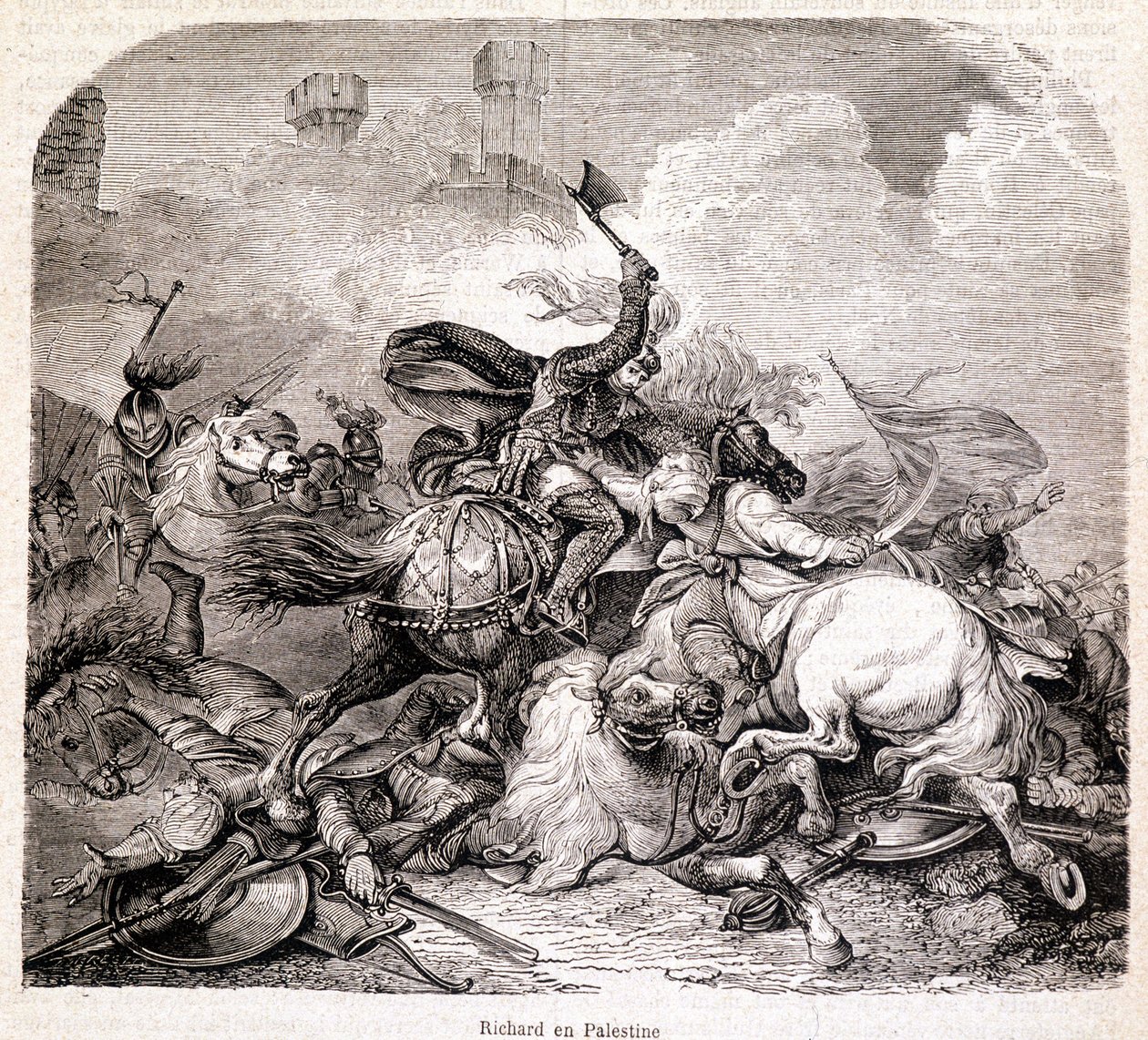 Richard en Palestine. Illustration dans "Histoire des papes, rois, reines, empereurs, à travers les siècles" par Maurice Lachatre 1857 - Unknown artist