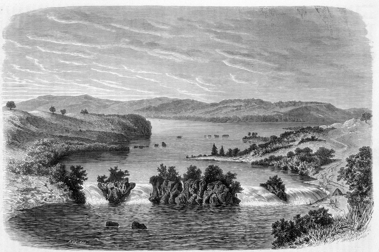 Chutes de Ripon, le Nil sortant du lac Victoria - dans "Tour du Monde" - Unknown artist