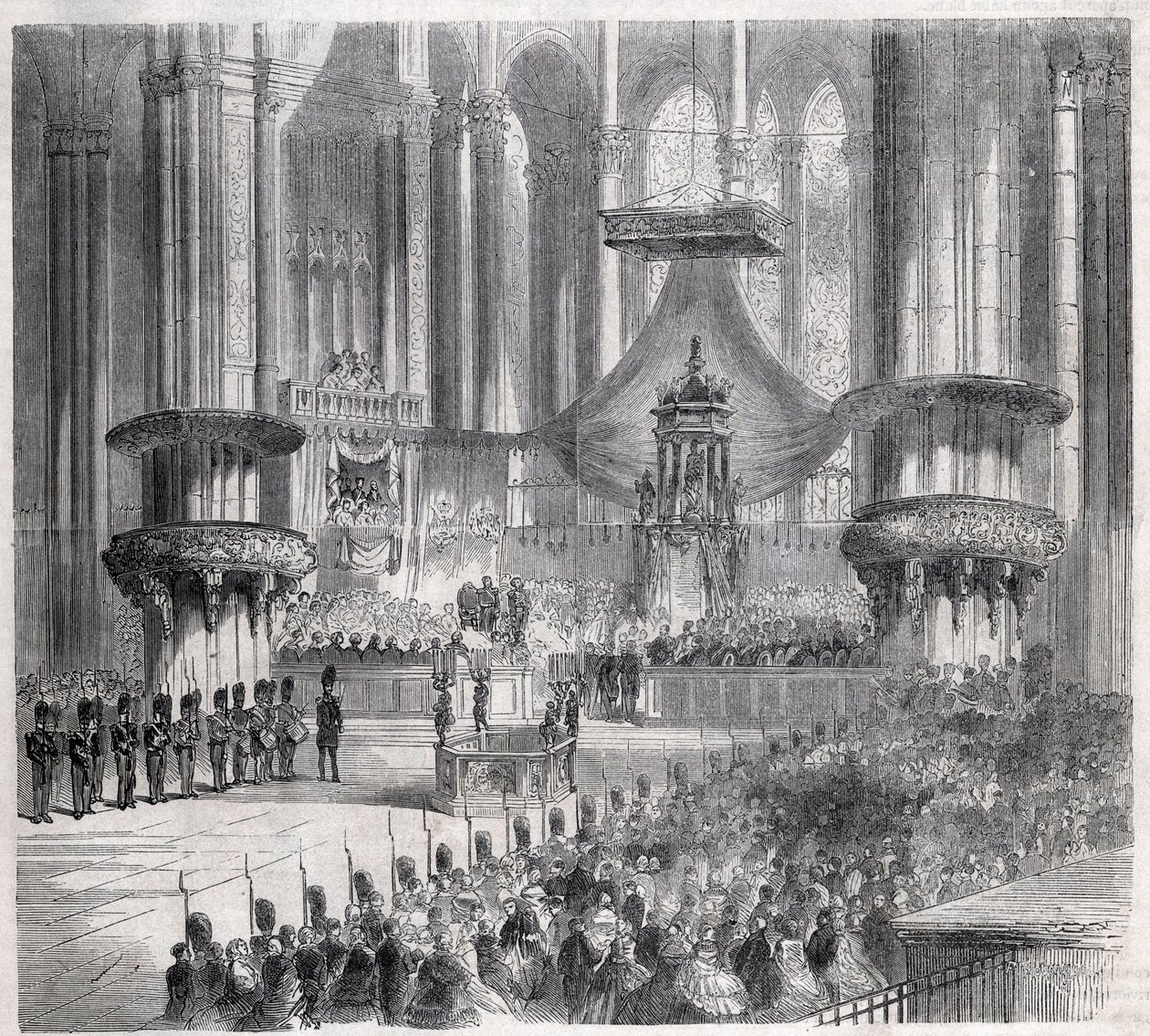 Risorgimento - Célébration du Te Deum dans la cathédrale de Milan en présence des rois d