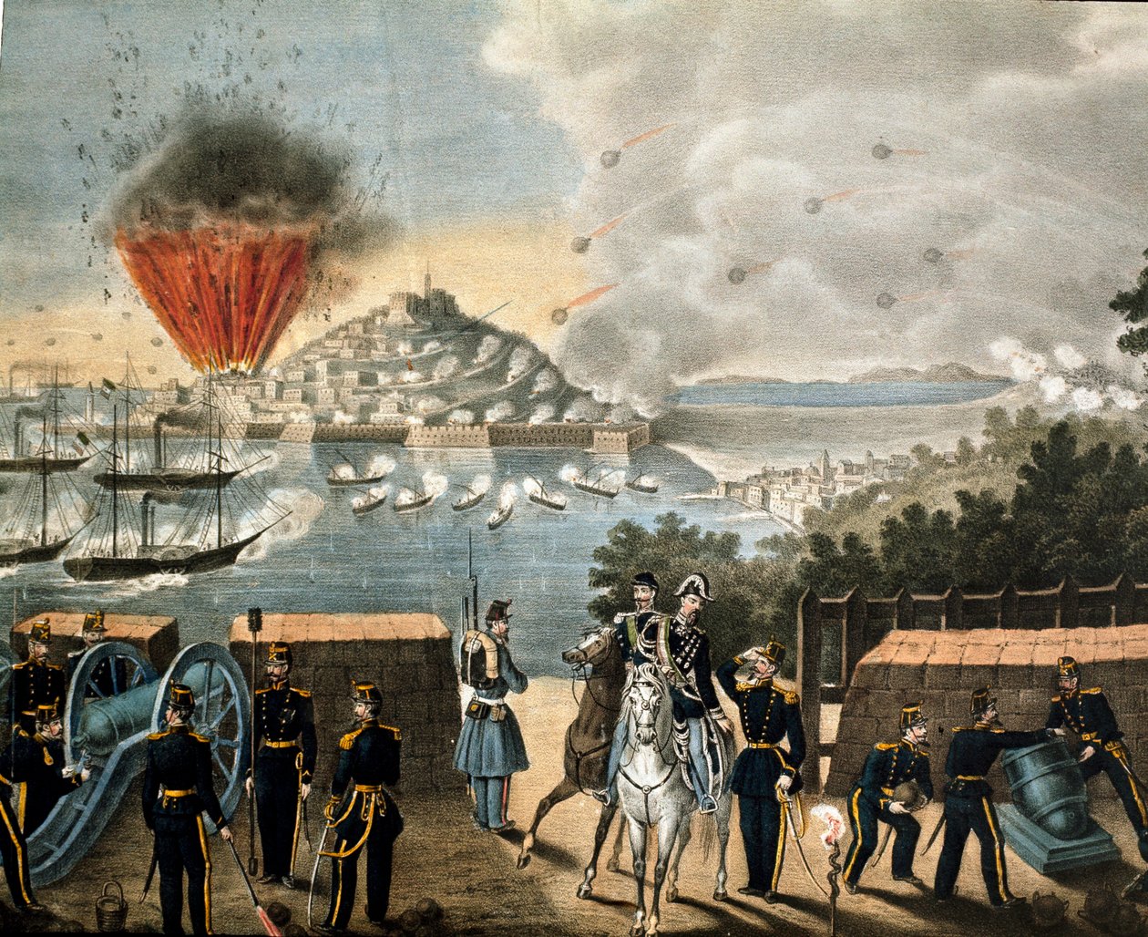 Risorgimento - Expédition des Mille ou Chemises rouges par Giuseppe Garibaldi - Siège de Gaète, Italie - Unknown artist