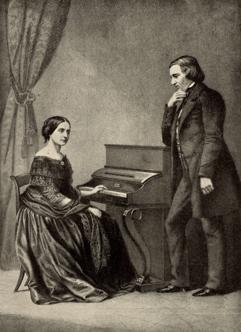 Robert Schumann (1810-1856) avec sa femme (impression) - Unknown artist