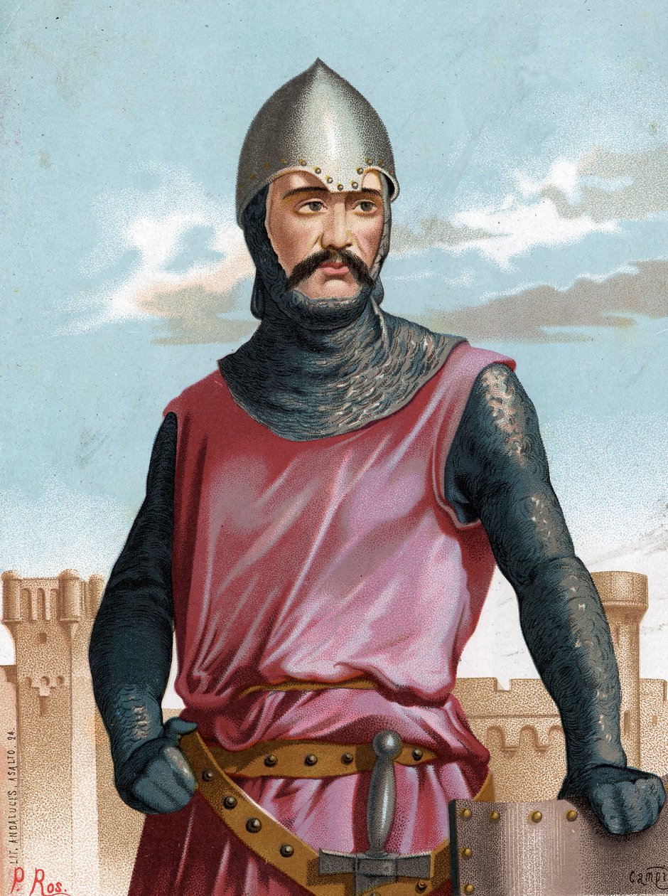 Rodrigo Díaz de Vivar, connu sous le nom de Cid Campeador, héros espagnol (1043-1099). d