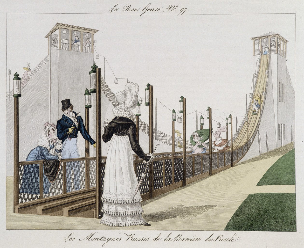 Montagnes russes à la Barrière du Roule, début 19e siècle - dans "Le Bon Genre", n°97 - Unknown artist
