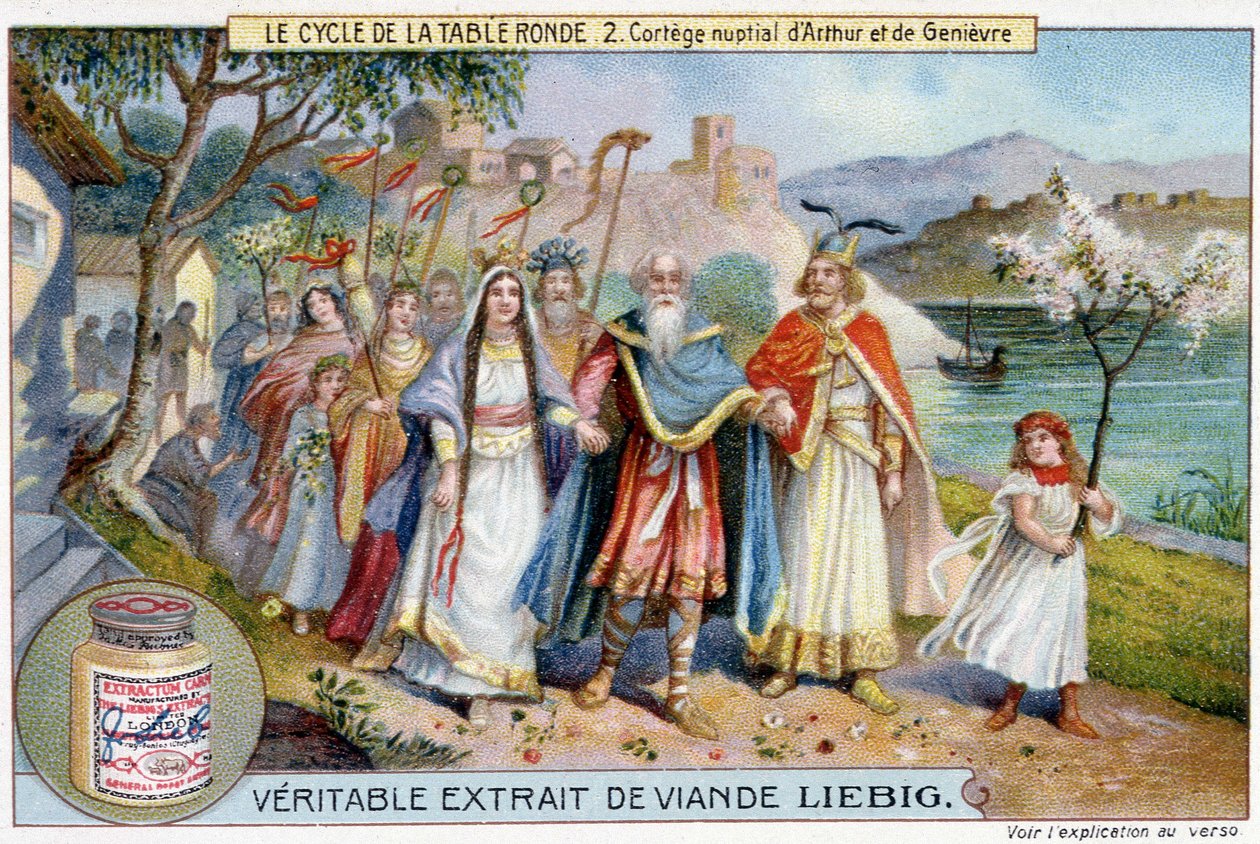 Cycle de la Table ronde (2) : Procession nuptiale du roi Arthur et Juniper, Chromolithographie Liebig, sd. 19ème siècle - Unknown artist