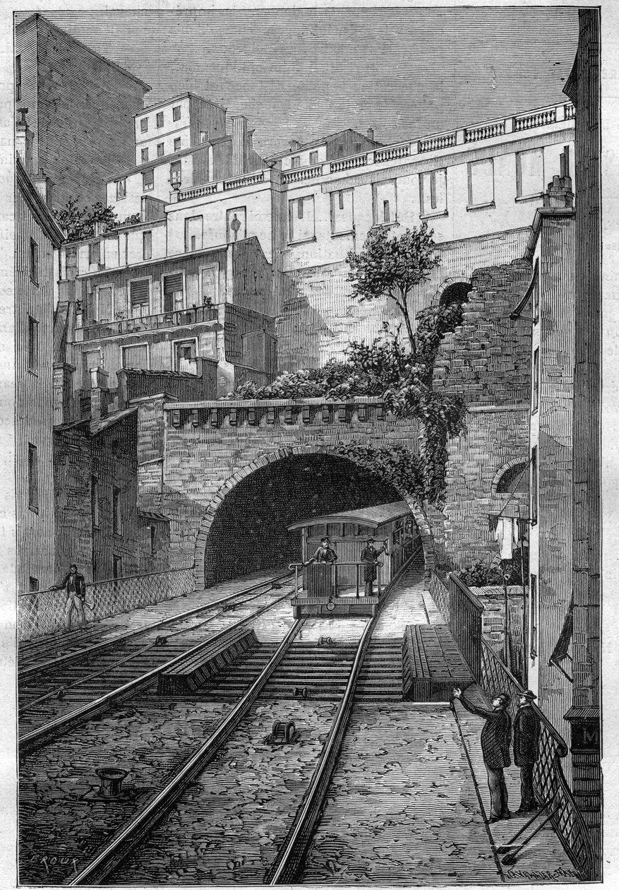 Route du chemin de fer de Lyon à Fourvière - gravure dans « Journal des voyages » 1884 - Unknown artist
