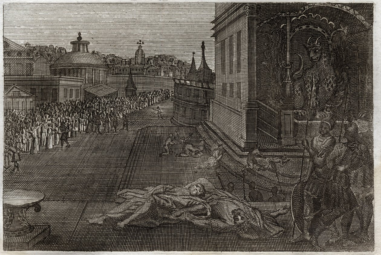 Bible de Royaumont, Nouveau Testament : Mort des deux Prophètes. La vision de Saint Jean des deux prophètes morts, qui ressuscitent ensuite. Septième trompette de l