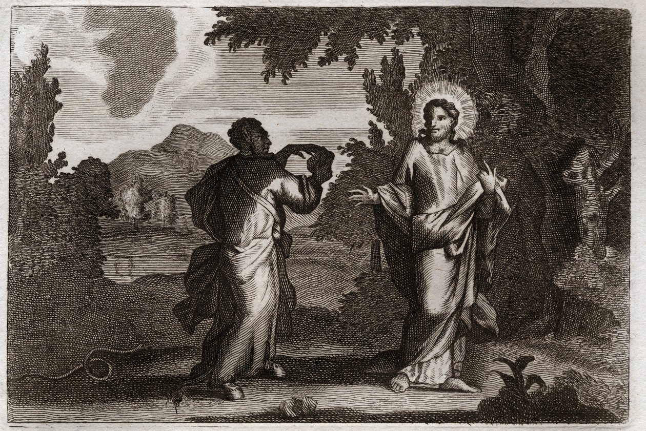 Bible de Royaumont, Nouveau Testament : Jésus-Christ dans le désert. Illustration de 1811. - Unknown artist