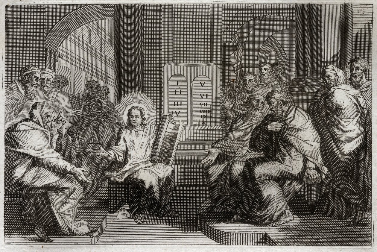 Bible de Royaumont, Nouveau Testament : Jésus dans le Temple parmi les docteurs - Unknown artist