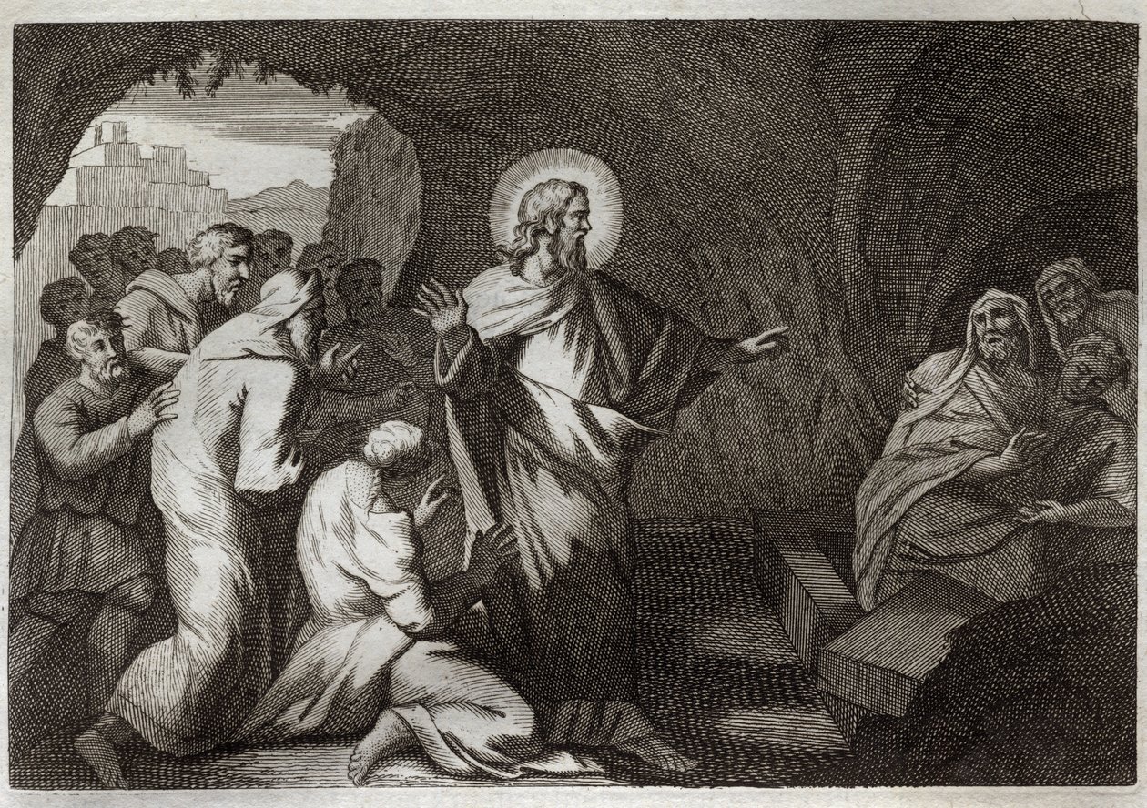 Bible de Royaumont, Nouveau Testament : La Résurrection de Lazare par Jésus-Christ. Illustration de 1811. - Unknown artist