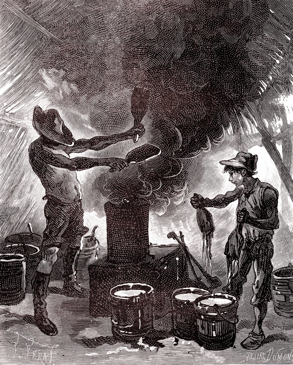 Préparation du caoutchouc ou vulcanisation dans la forêt brésilienne - Unknown artist
