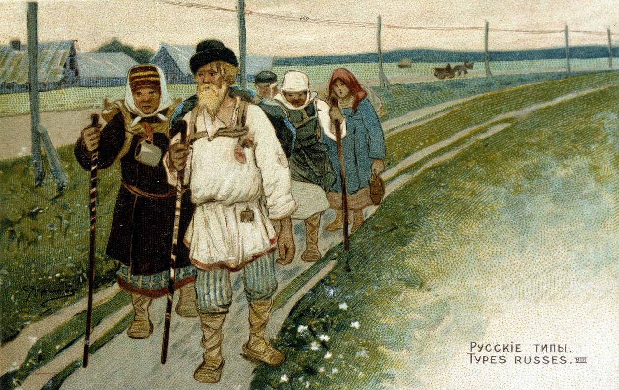 Voyageurs russes à pied au XIXe siècle - Unknown artist
