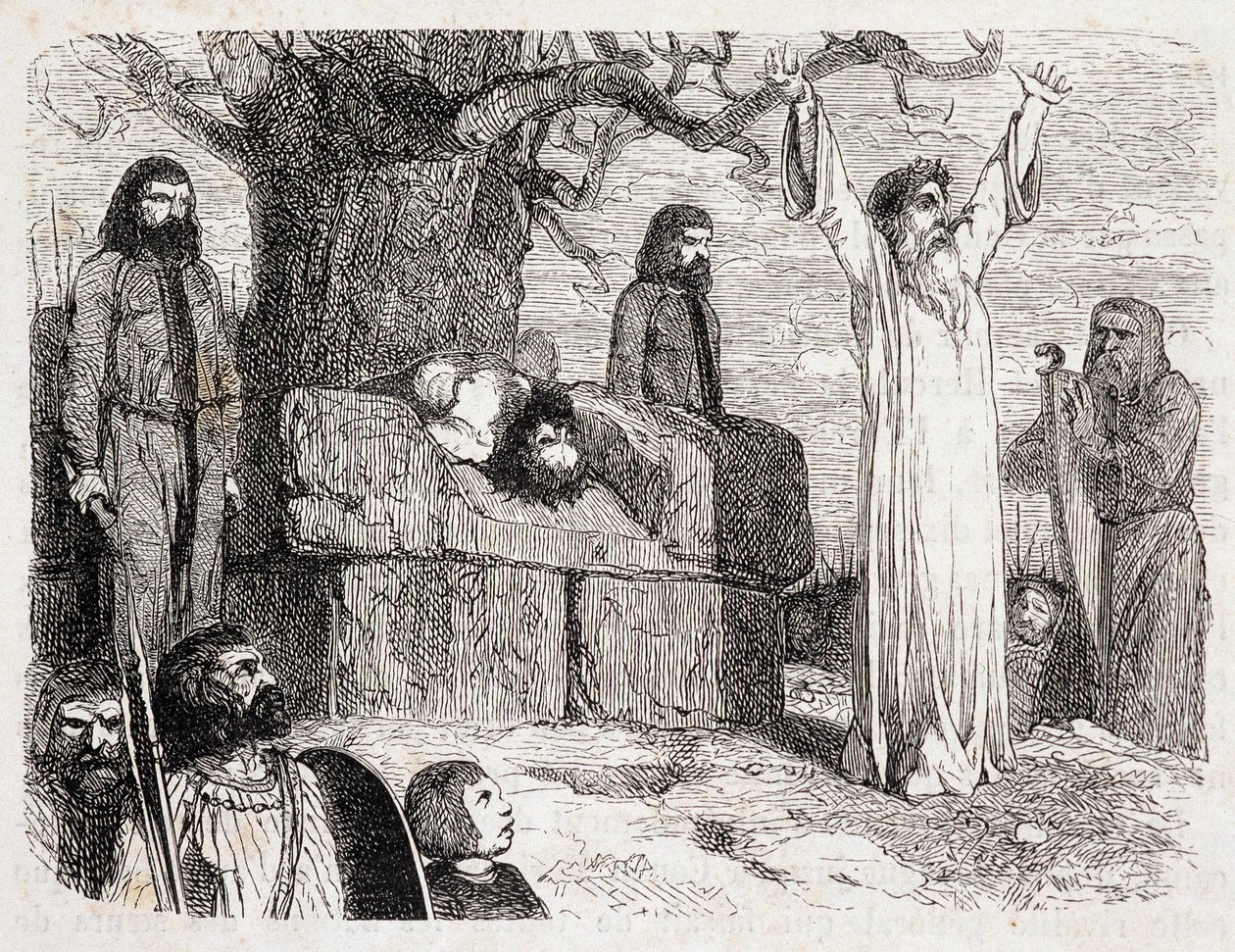 Sacrifice humain par des druides - dans « La Bretagne ancienne et moderne » de Pitre-Chevalier, édité par W. Coquebert - Unknown artist