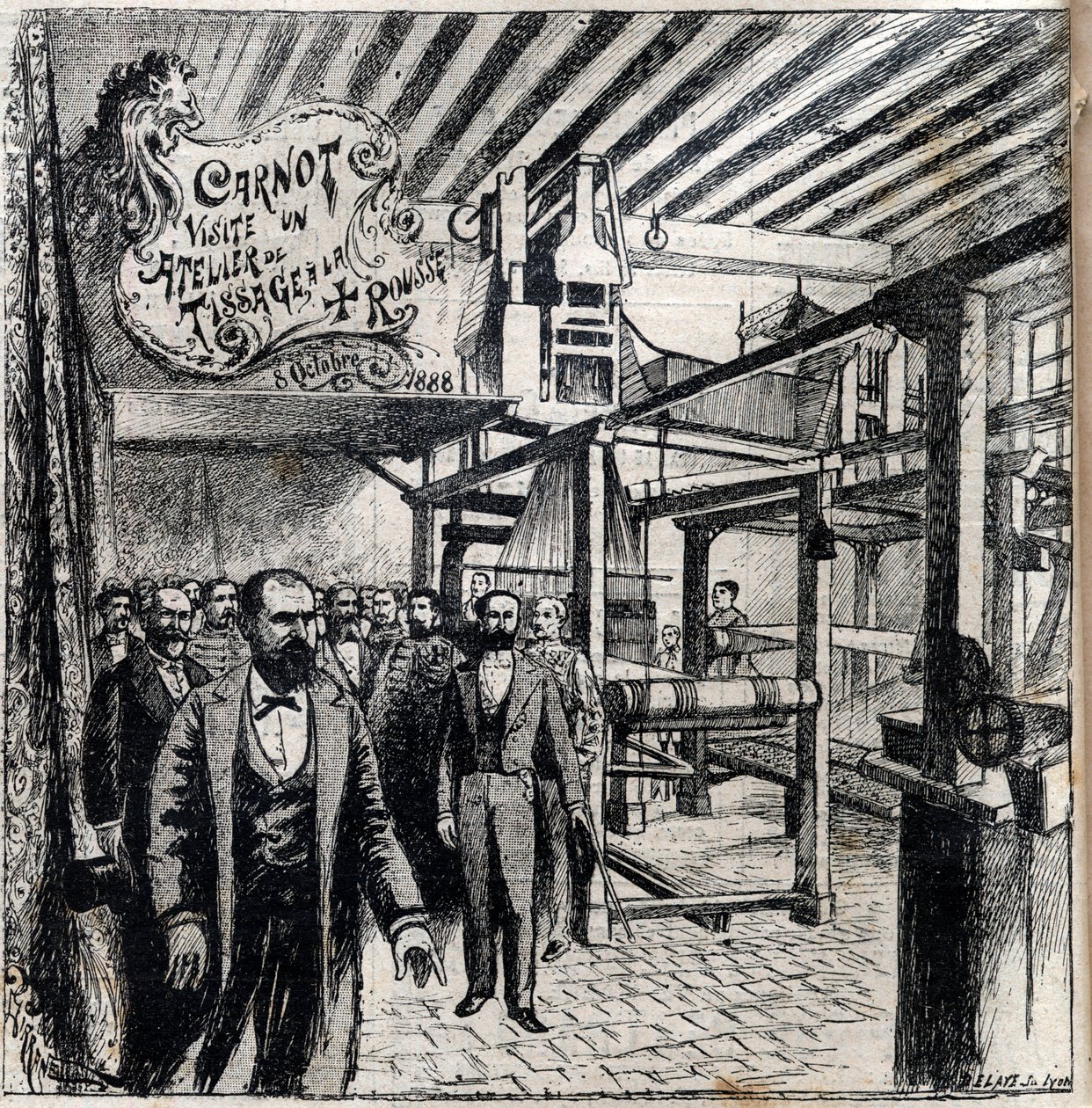 Sadi Carnot (1837-1894) visite un atelier de Canut, 8 octobre - Unknown artist