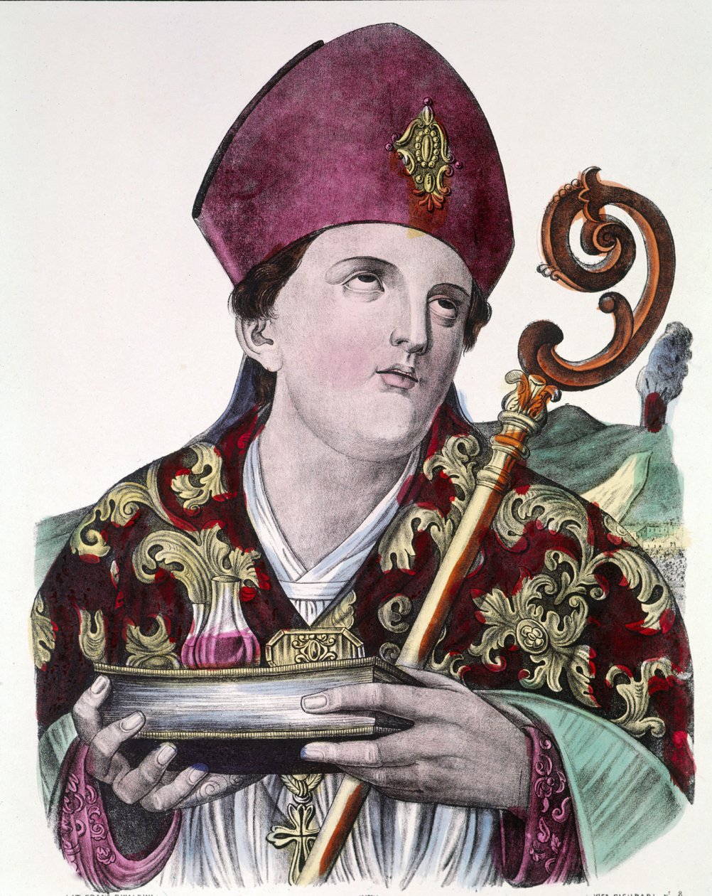 Saint Gennaro ou Saint Janvier, patron de la ville de Naples, tenant dans ses mains l
