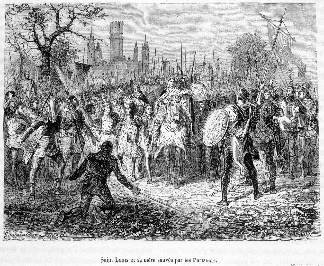Saint Louis et sa mère sauvés par les Parisiens - dans « Histoire de France populaire » par H. Martin - Unknown artist