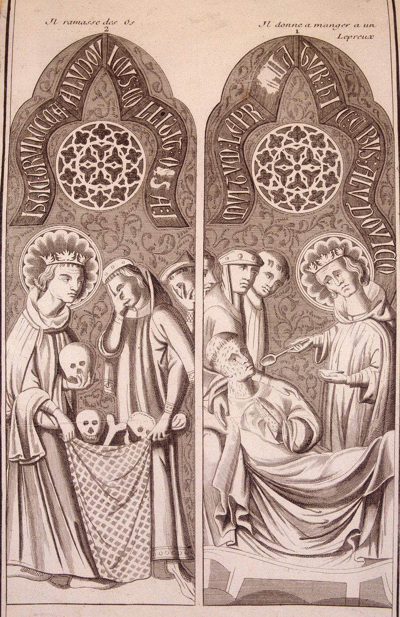 Saint Louis ramasse des os et donne de la nourriture aux lépreux - Unknown artist