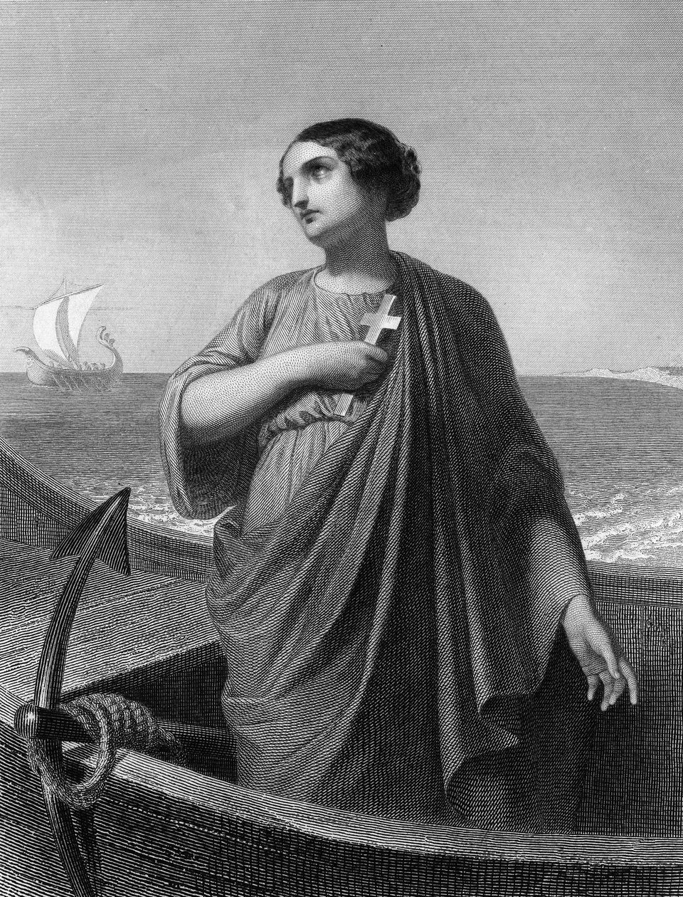 Sainte Paule. Patricienne romaine (347 à 404) - dans "Les Saintes Femmes". 1852. - Unknown artist