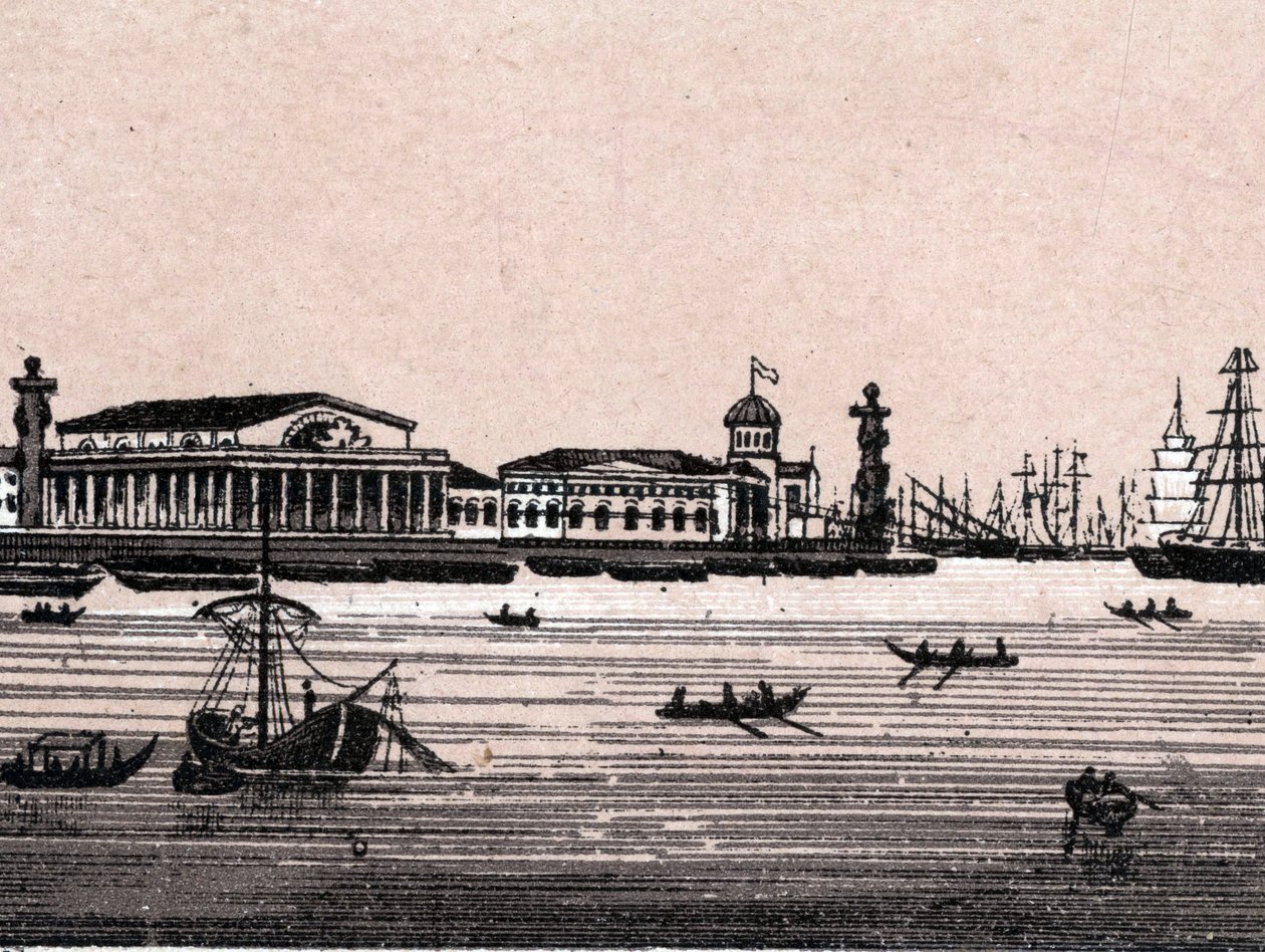 Saint-Pétersbourg, Russie : vue de la rivière Neva et de la Bourse à Saint-Pétersbourg. dans "Le monde illustre 168 vues" Non daté (fin du 19e siècle) - Unknown artist