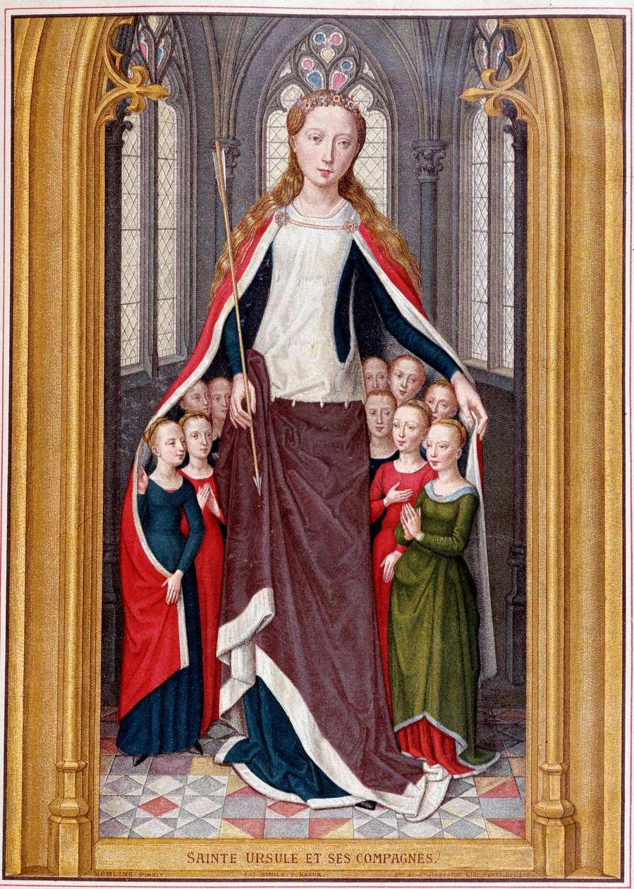Sainte Ursula abritant ses compagnes sous son manteau, après la chasse de Sainte Ursula, Bruges - Unknown artist