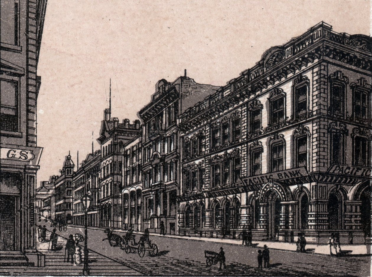 San Francisco, États-Unis : vue de Pine Street. dans « Le Monde Illustré 168 vues » Sans date (fin XIXe siècle) - Unknown artist