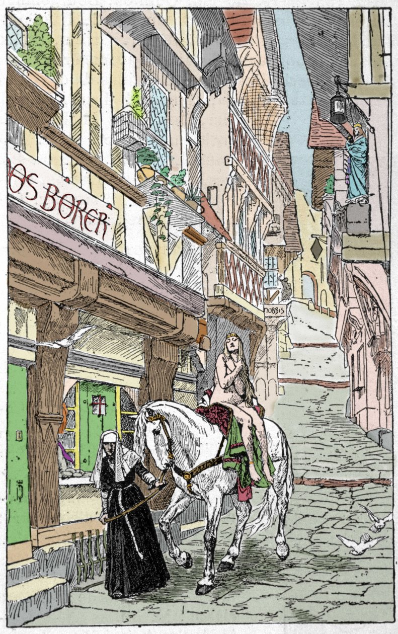 Légende saxonne : Godiva (Lady Godiva ou Godgifu), une femme saxonne qui, au début de l