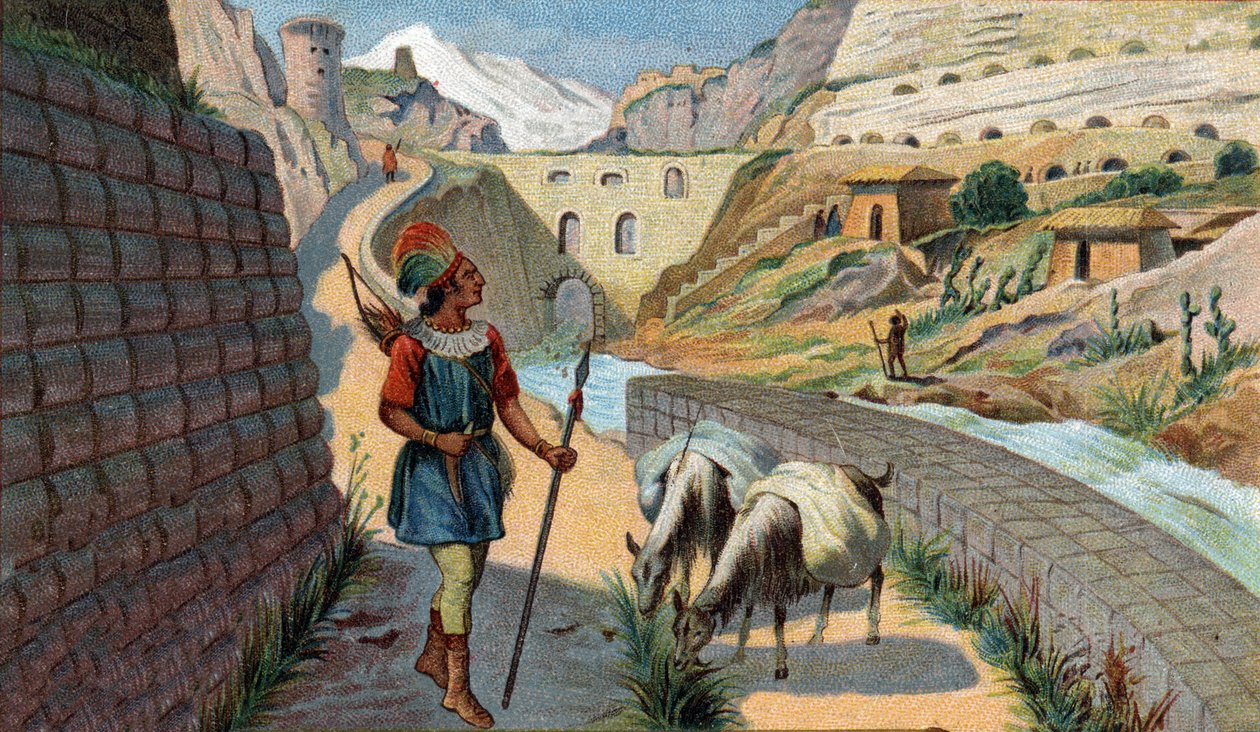 Scènes de royaumes disparus : Chaussée des Incas Chromolithographie du 19ème siècle. - Unknown artist