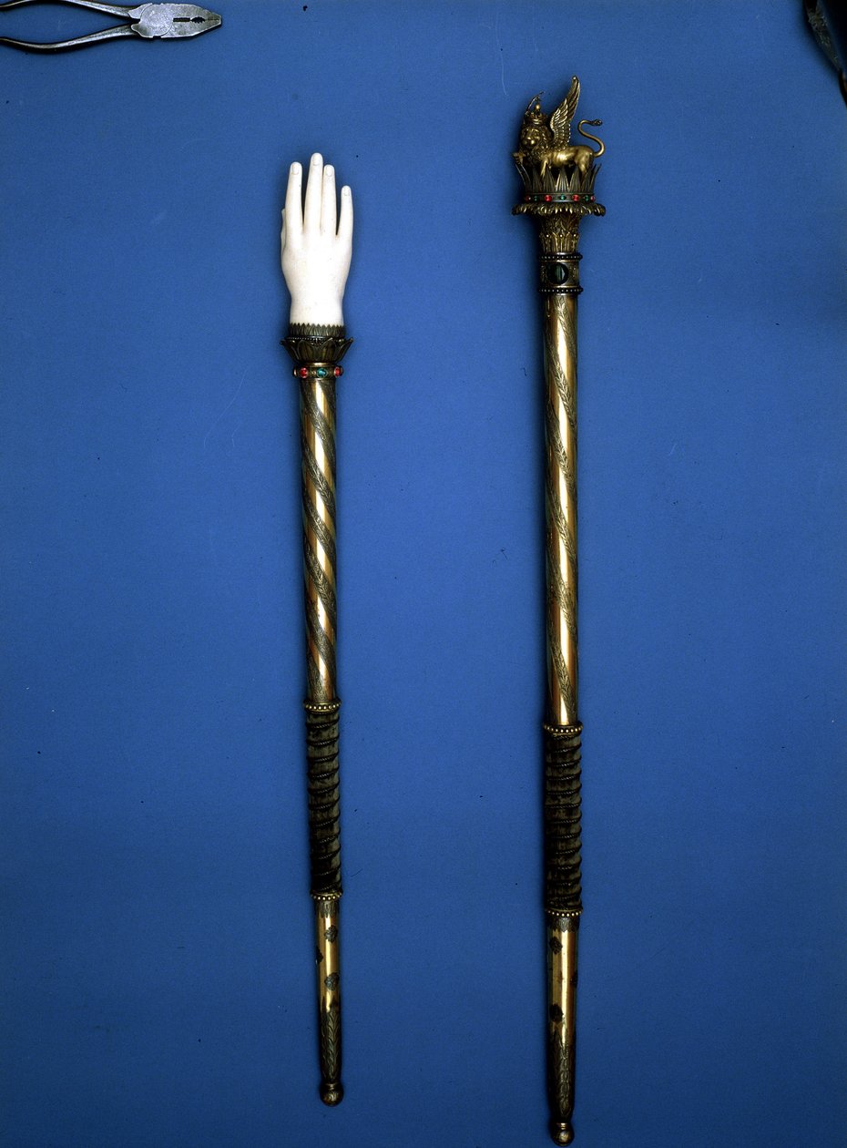 Sceptres utilisés (la main de justice) pour le couronnement de Napoléon, Roi d