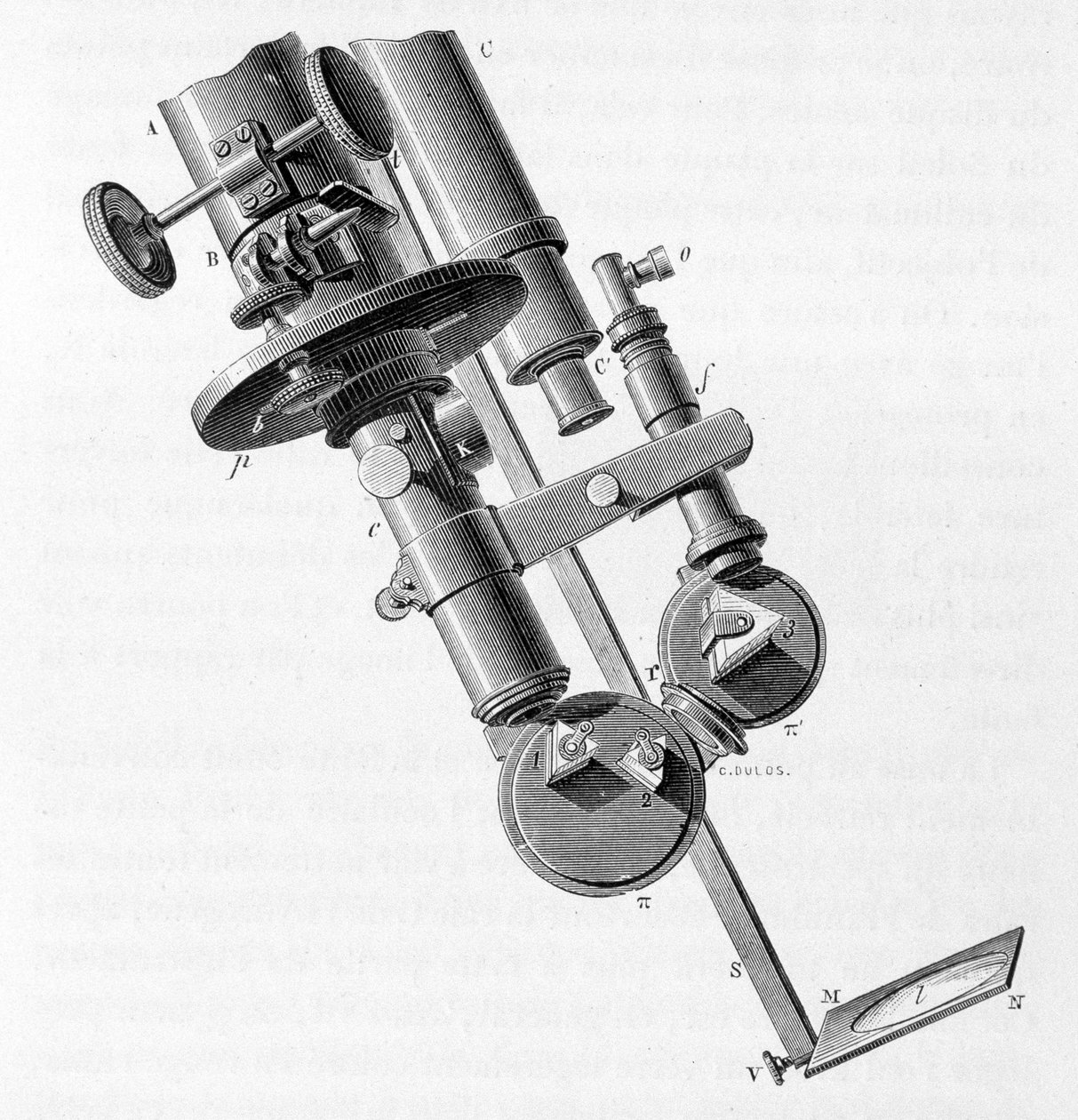 Tableau scientifique présentant un spectroscope - Unknown artist