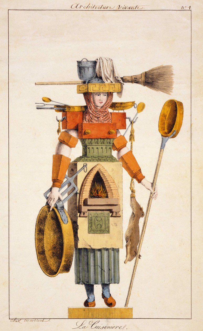 Série « Architecture Vivante » représentant des métiers : Le poêle. gravure sd. 19e siècle. - Unknown artist