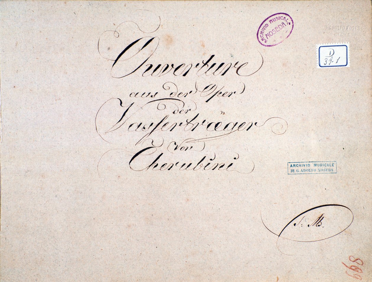 Partition de Les deux journées (ouverture), opéra de Luigi Cherubini - Unknown artist