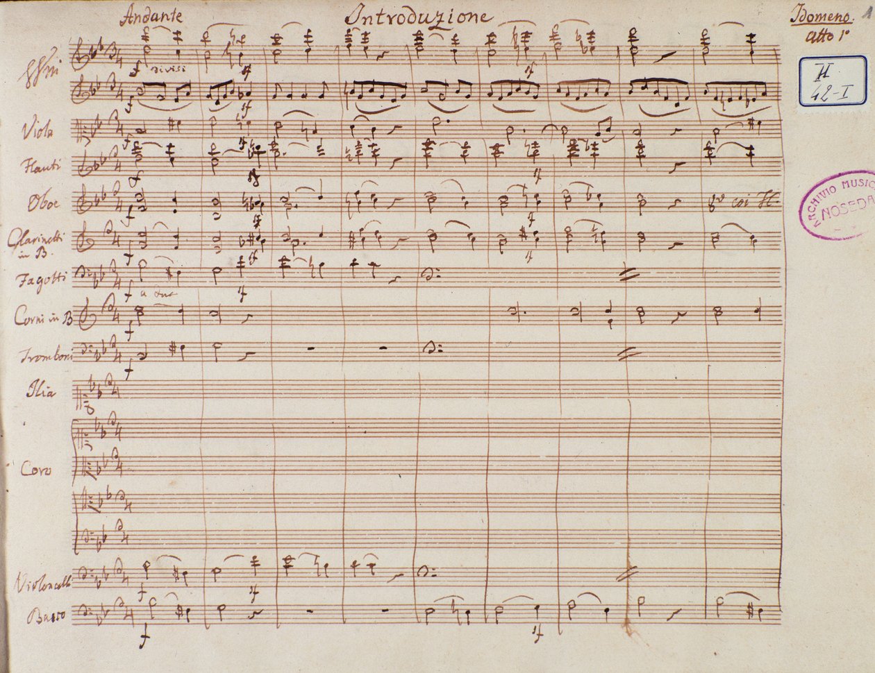Page de partition pour Idoménée, roi de Crète, opéra de Mozart, version Lichtenthal (1843) - Unknown artist
