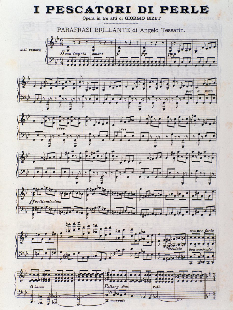 Page de partition pour Les Pêcheurs de perles, opéra de Georges Bizet - Unknown artist