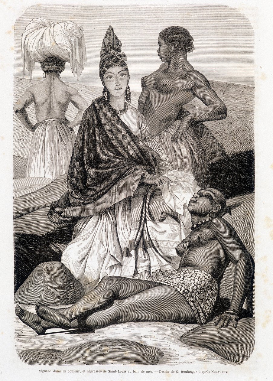 Dame signare de couleur et négresse de Saint Louis au bain de mer - dans "Le Tour du Monde" - Unknown artist