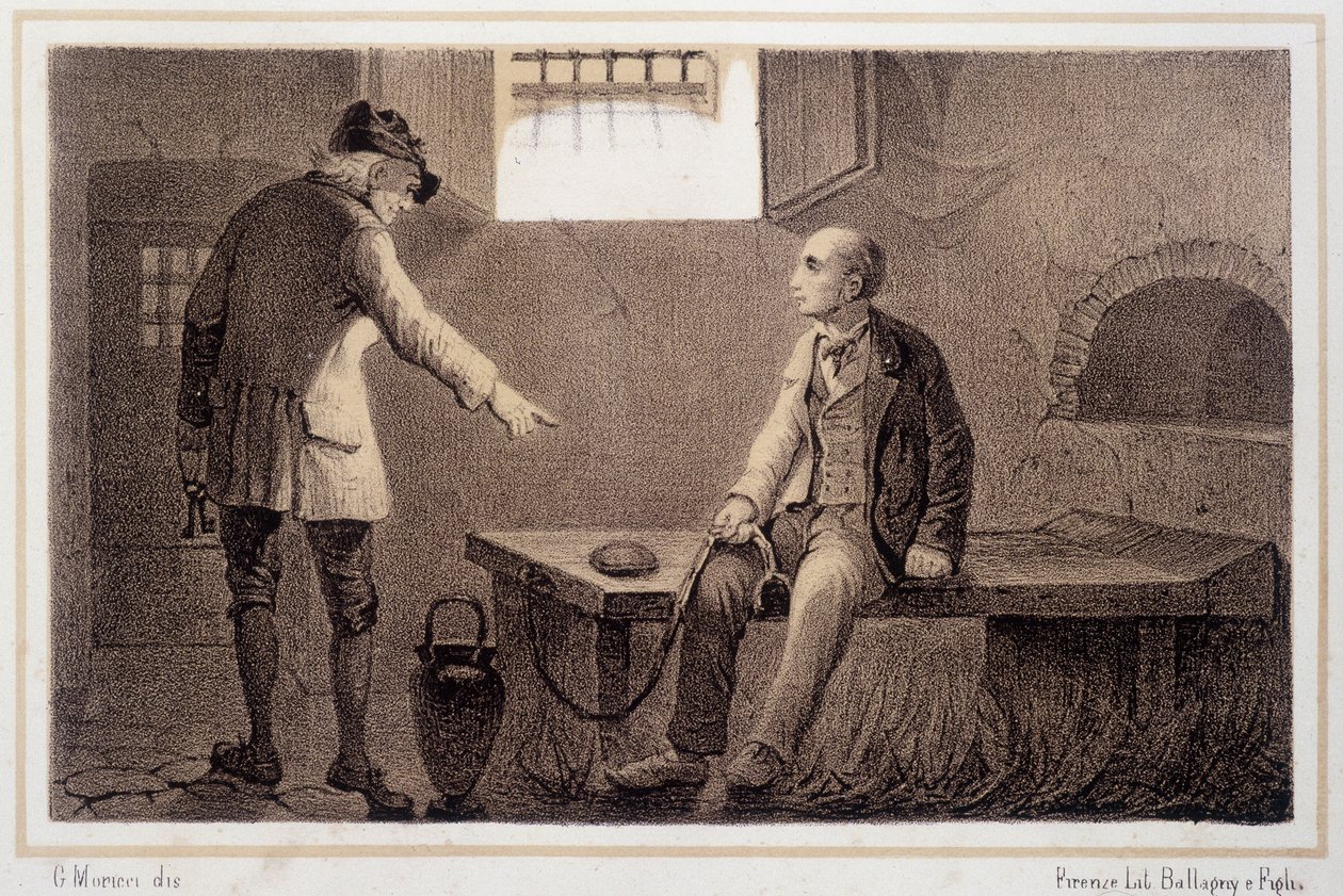 Silvio Pellico (1789 - 1854) transféré à la forteresse de Spielberg (Spilberk) - dans « Storia d