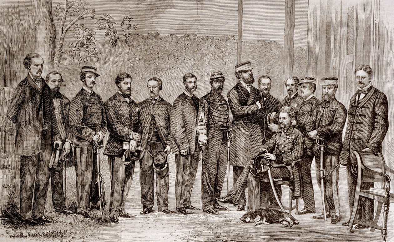 Sir James Hope Grant (1808-1875), soldat britannique et son état-major pendant la Seconde Guerre de l
