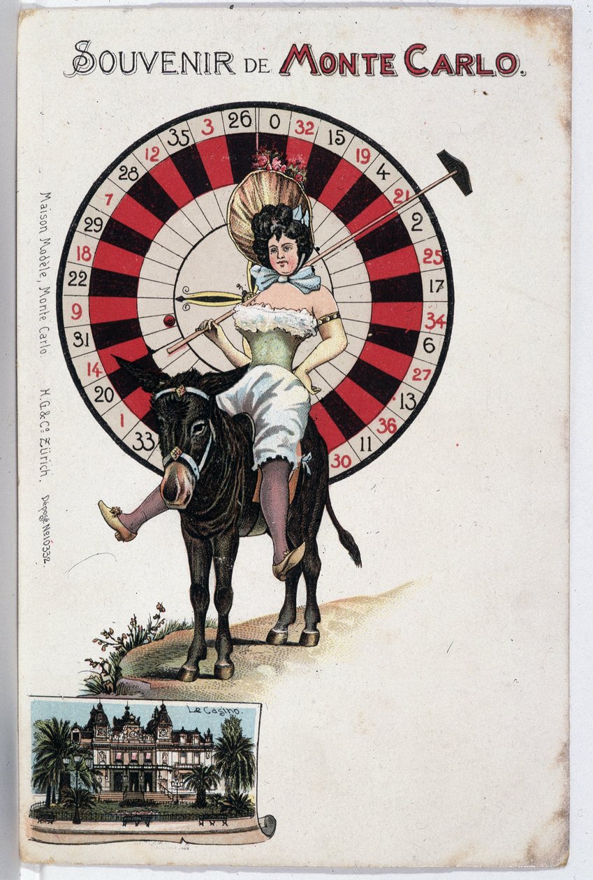 Carte postale souvenir de Monte Carlo, fin du 19ème siècle - Unknown artist