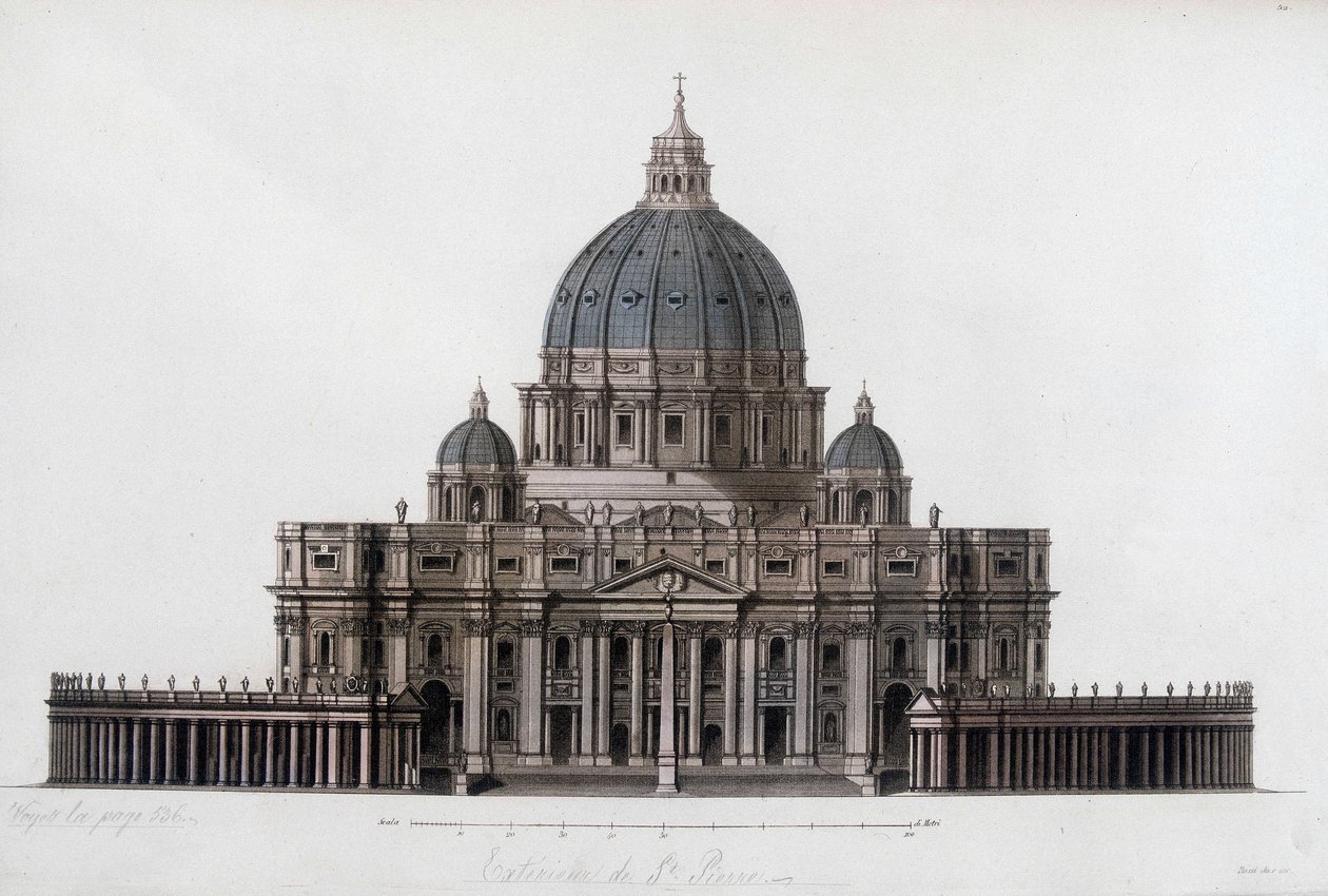 Basilique Saint-Pierre de Rome au Vatican (San Pietro in Vaticano). Dans « Le costume ancien et moderne » 1819-1820, par Jules Ferrario. - Unknown artist