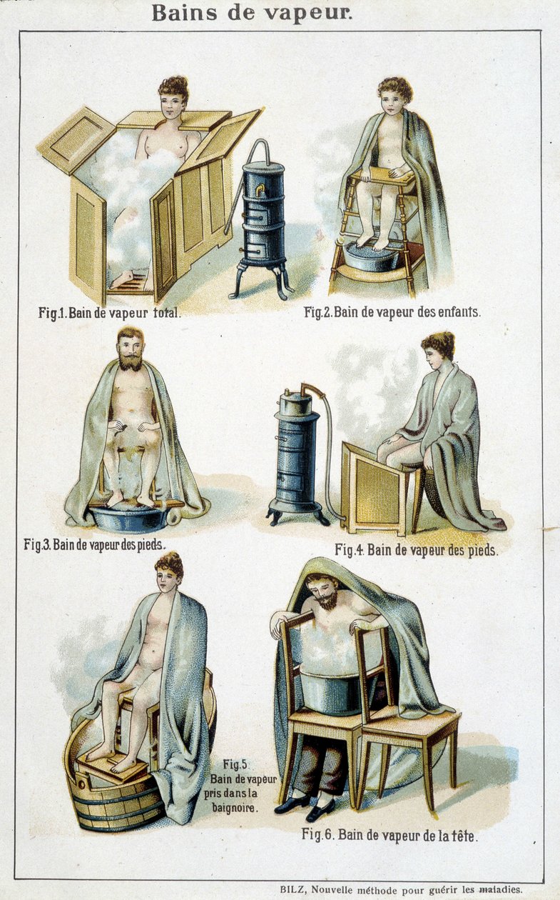 Bains de vapeur - dans « Bilz, Médication naturelle », fin du 19e siècle - Unknown artist